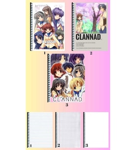 clannad 3 adet defter A4 büyük boy 72 sayfa çizgili_kareli_çizgisiz defter seti