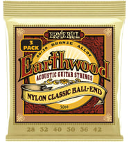 Ernie Ballu Earthwood Halk Akustik Gitar Dizeleri Naylon Şeffaf Altın Tonlu Ball Sonu 80/20 Bronz 3'