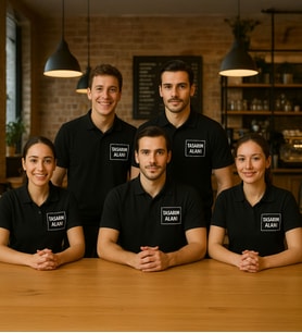 BK Gift Kişiye Özel Logolu 5'li Siyah Polo Yaka Tişört-1, Sevgiliye Hediye, Firma T-shirt, Logolu T-shirt