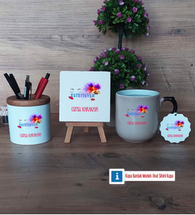 Estetisyen Dekoratif Taş, Kalemlik, Sihirli Oval Kupa Bardak, Ahşap Anahtarlık Hediye (Model 1)