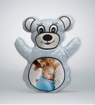 BK Gift Kişiye Özel Fotoğraflı Mavi Ayıcık Yastık-1