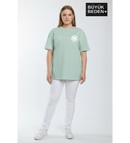 Kadın Büyük Beden N Baskılı 3xl-6xl Bisiklet Yaka Tshırt SPR26BTSK510-19