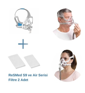ResMed AirFit F20 Tam Yüz CPAP Maskesi (Large Boy) +ResMed S9 ve Air Serisi Filtre 2’li Paket