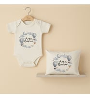 Pia Baby Premium %100 Pamuk İsme Özel Organik Baskılı Çıtçıtlı Bebek Body Ve Yastık Kılıfı 5009-19 (Ekru)