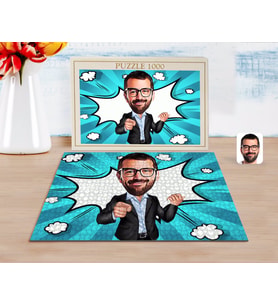 BK Gift Kişiye Özel Amca Karikatürlü 1000 Parça Profesyonel Puzzle-1