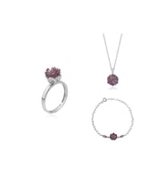 Lotus Çiçeği Yüzük.kolye Ve Bileklik Seti 925 Ayar Gümüş Set