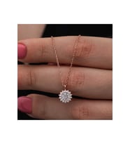 Gümüş Rose Minimal Yuvarlak Anturaj Kadın Kolye CSR2181324