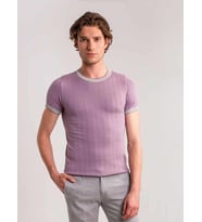 Dufy Lila Erkek Slim Fit Desenli Bisiklet Yaka Kazak - 56434