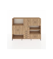 Hyperion Dolap 9 Raflı 4 Çekmeceli 8 Kapaklı 220x44x163 Çam-Çam