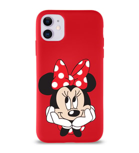 Apple iPhone 11 Uyumlu Lansman Kılıf Minnie Mouse Tasarımlı Altı Kapalı İçi Kadife Kaplı  Kapak (Şeffaf)