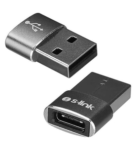 S-Link SL-TA28M Otg Çevirici TYPE-C Dişi TO USB Erkek Metal Gövdeli (4767)