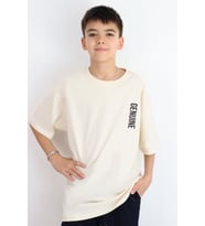 Breeze Erkek Çocuk Tişört Sırt Kısmı Yazı Baskılı 9-14 Yaş, Krem