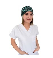 Geometrik Desenli Doktor Hemşire Hastane Cerrahi Bone (Siyah)