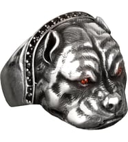 925 Ayar Gümüş Bulldog Yüzük, Gümüş Erkek Yüzük, Köpek Hayvan Yüzüğü
