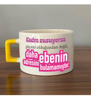 Kadın Susuyorsa Baskılı Kadınlar Günü Sarı Kulplu C Fincan