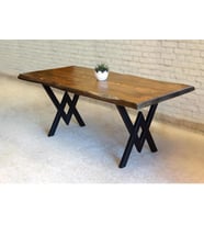 Doğal Ağaç Masif Kütük Masa 60cm x 120cm ( Metal Ayak )