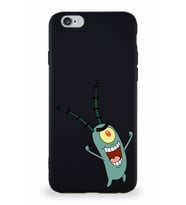 Apple iPhone 6S Soft Premier Kapak Plankton Tasarımlı Silikon Kılıf - Siyah (Şeffaf)