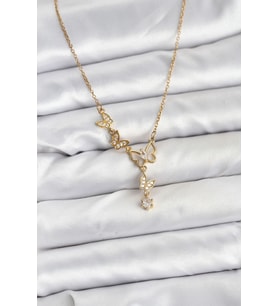 316L Çelik Zincir Gold Renk Model Kadın Kolye - TJ-BKO10676