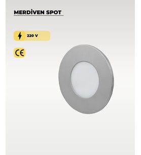 3W Krom Yuvarlak Sıva Altı Merdiven Spot 6500K (Beyaz Işık)