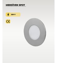 3W Krom Yuvarlak Sıva Altı Merdiven Spot 6500K (Beyaz Işık)