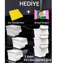 Technow Motek 33 Litre Beyaz Gri 3*33 Lt 3'lü Set Organizer + Temizlik Seti