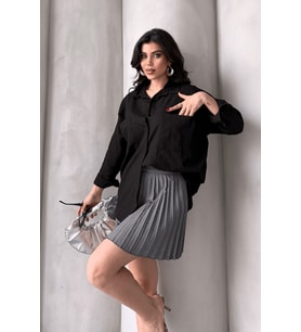 Kadın Harper Çift Cepli Oversize Keten Gömlek, 2025 Summer Collection