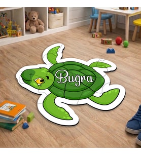 eJOYA Kişiye Özel Kaplumbağa Tasarımlı Puzzle Keçe Halı 116271