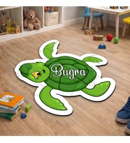 eJOYA Kişiye Özel Kaplumbağa Tasarımlı Puzzle Keçe Halı 116271