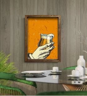 BK Gift Cafe & Bar & Restaurant Konseptli Doğal Masif Ahşap Çerçeveli Tablo-32