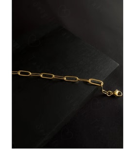 Paperclip Kabartma Çocuk Gold Çelik Zincir Bileklik Ida Serisi