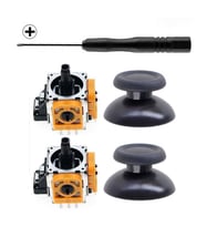 PS4 Analog Motor ve Topuz 2+2 Set PS4 Tornavida Playstation 4 Kol Tamir Seti Yedek Parça (Siyah)
