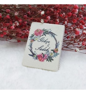 30 Adet Taş Magnet 6x4 Nikah Şekeri Nişan Hediyeliği Çiçek Döşeli-