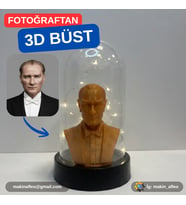 Işıklı Fanuslu Mustafa Kemal Atatürk Büst Figürü (8cm)