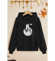 Çocuk Astronot Baskılı Sweatshirt (Siyah)