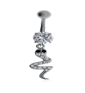 Kadın Tek Taş Detay Yılan Model Çelik Piercing