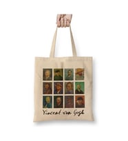 Van Gogh Self Portraits Beyaz Bez Çanta Uzun Saplı Alışveriş Çantası Plaj Çantası