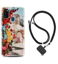 Samsung M21 M22 M23 M30 M31S M32 Kılıf Boyun Askılı Silikon Gerçek Çiçekler 1743