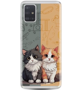 Samsung Galaxy A51 Kılıf Boutique Baskılı Resimli İkiz Kediler Pcode -086