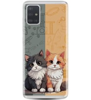 Samsung Galaxy A51 Kılıf Boutique Baskılı Resimli İkiz Kediler Pcode -086