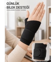 Siyah El Bilek Desteği Cırtlı Ayarlanabilir Başparmak Geçişli Bileklik Spor Bandajı