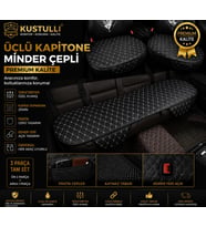 Kuştulli Terletmeyen kapitone oto koltuk minderi 3'lü set Cepli Model (Gri)