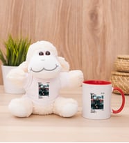 Kişiye Özel İnstagram Tasarım Fotoğraflı Peluş Koyun ve Kırmızı Kupa