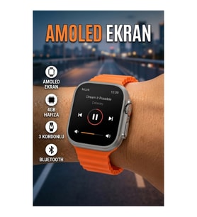 49 MM AMOLED Ekranlı 3 Kordonlu Akıllı Saat Bluetooth Arama ve Spor Takip Özellikli
