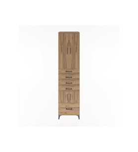Hyperion Dolap 4 Raflı 5 Çekmeceli 4 Kapaklı 60x44x243 Çam-Çam