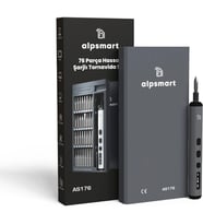 ALPSMART AS176 Hassas Şarjlı 76 Parça Tornavida Vidalama ve Delme Seti