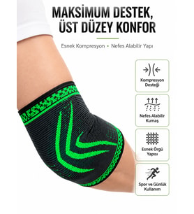 Lexroo Dirsek Destekliği Kompresyonlu Elastik Spor Dirsek Koruyucu Günlük Kullanım İçin