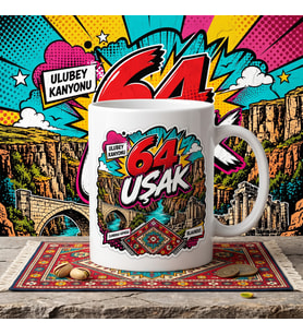 64 Uşak Ulubey Kanyonu Pop Art Graffiti Temalı Baskılı Seramik Kupa