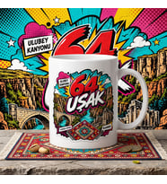 64 Uşak Ulubey Kanyonu Pop Art Graffiti Temalı Baskılı Seramik Kupa