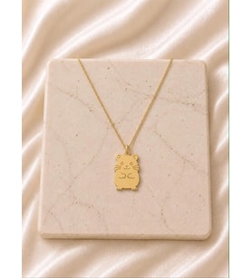 Kişiye Özel 925 Ayar Gümüş Minimalist Hamster Figürlü Kolye (Gold)