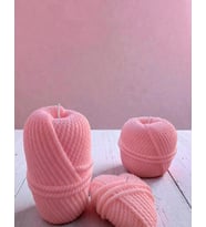 B_candles 3 lu mum seti kokulu yumak model (Pembe)